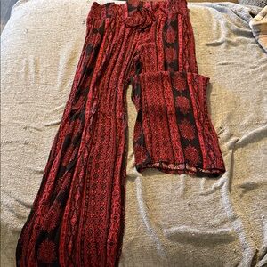 Red and Black Patterned Pants